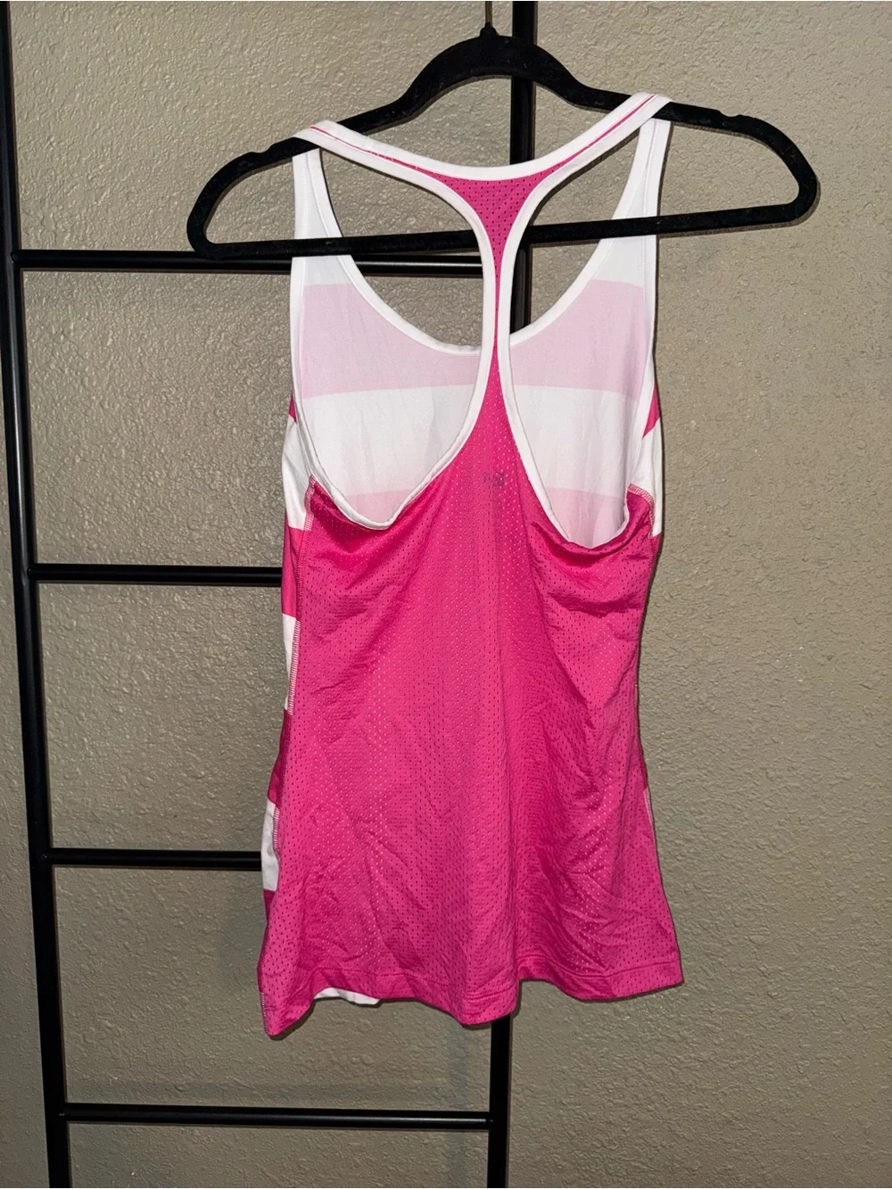 Nike Pink and White Striped Racerback Tank Top